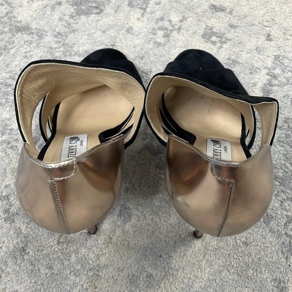 Jimmy Choo Black Suede Gold Toysen d’Orsay Leather Pumps Booties Sz 40 - Picture 7 of 15